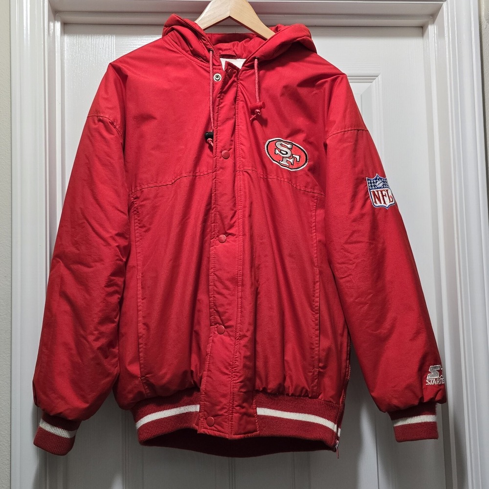 VTG Starter San Francisco 49ers Hooded Jacket NFL Pro Line Red Men’s M / FITS XL